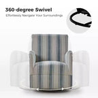 Lot de 2 fauteuils pivotants à 360 degrés Livia de style transitoire avec motif à rayures jacobéennes | HULALA HOME