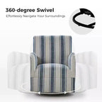 Lot de 2 fauteuils pivotants à 360 degrés Livia de style transitoire avec motif à rayures jacobéennes | HULALA HOME