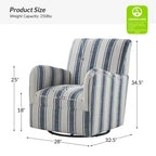 Lot de 2 fauteuils pivotants à 360 degrés Livia de style transitoire avec motif à rayures jacobéennes | HULALA HOME