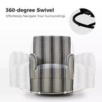 Lot de 2 fauteuils pivotants à 360 degrés Livia de style transitoire avec motif à rayures jacobéennes | HULALA HOME