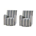 Lot de 2 fauteuils pivotants à 360 degrés Livia de style transitoire avec motif à rayures jacobéennes | HULALA HOME