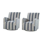 Lot de 2 fauteuils pivotants à 360 degrés Livia de style transitoire avec motif à rayures jacobéennes | HULALA HOME