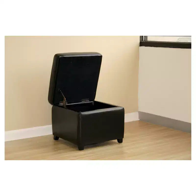 Repose-pieds Cube de Rangement Petit Format Entièrement en Cuir - Baxton Studio