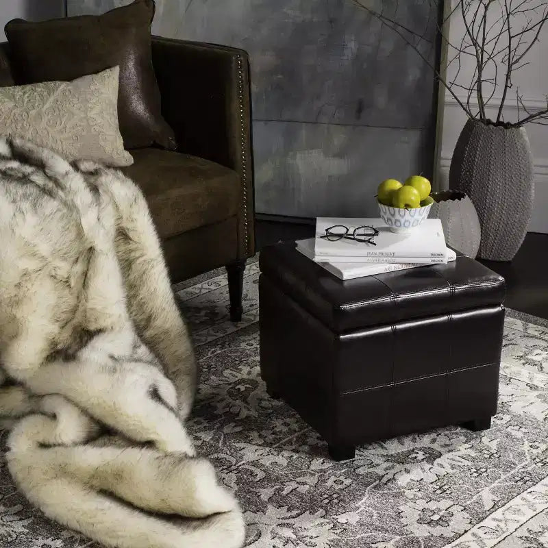 Repose-pieds de rangement capitonné Maiden Square - HUD8231 - Safavieh Couture