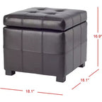 Repose-pieds de rangement capitonné Maiden Square - HUD8231 - Safavieh Couture