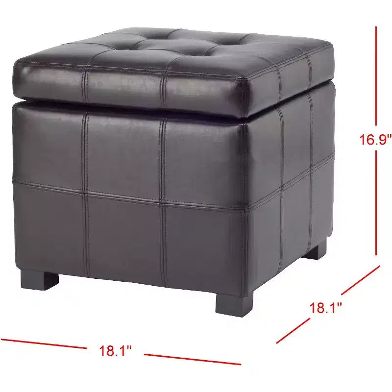 Repose-pieds de rangement capitonné Maiden Square - HUD8231 - Safavieh Couture