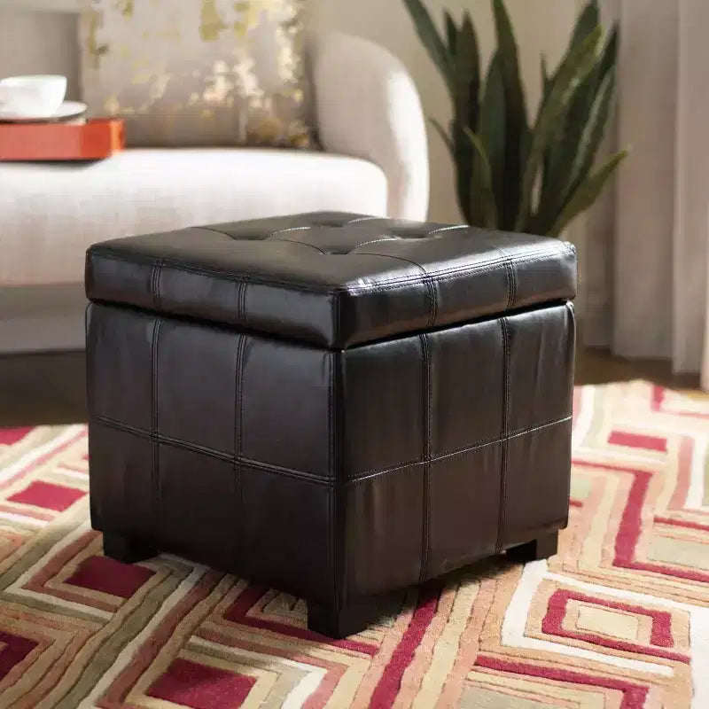 Repose-pieds de rangement capitonné Maiden Square - HUD8231 - Safavieh Couture