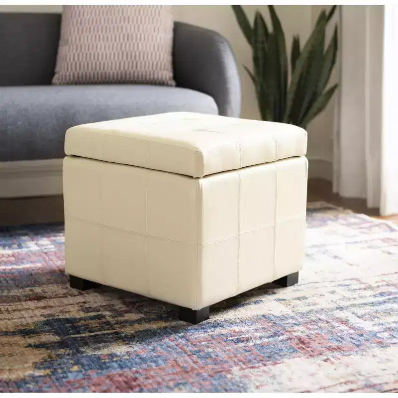 Repose-pieds de rangement capitonné Maiden Square - HUD8231 - Safavieh Couture