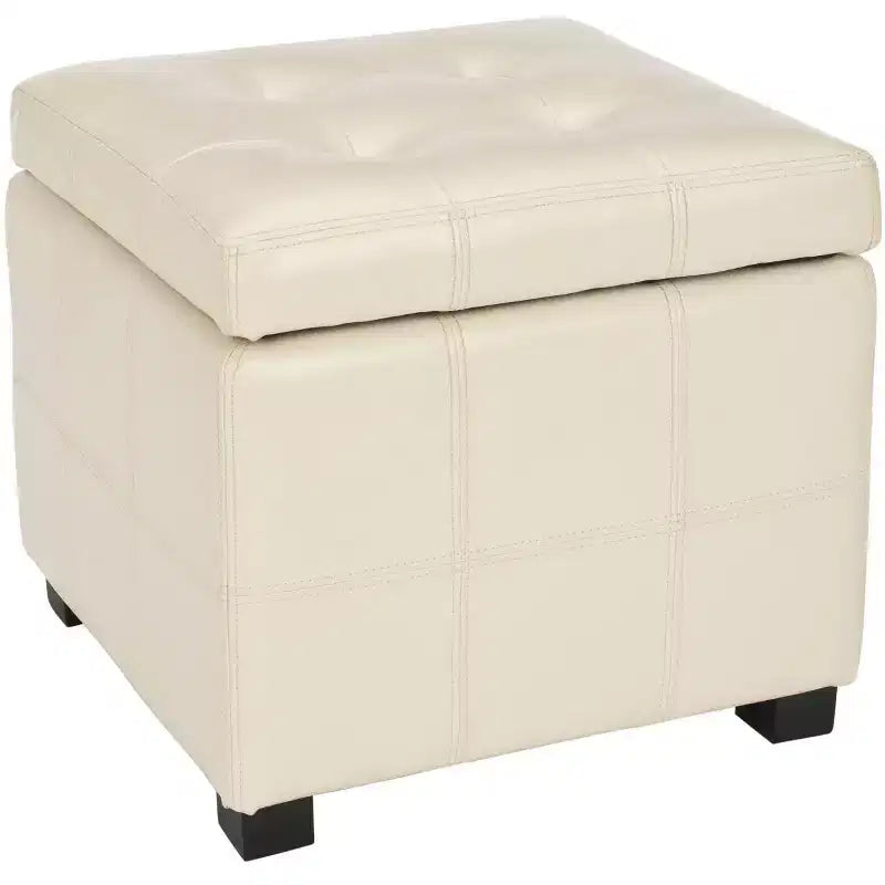 Repose-pieds de rangement capitonné Maiden Square - HUD8231 - Safavieh Couture