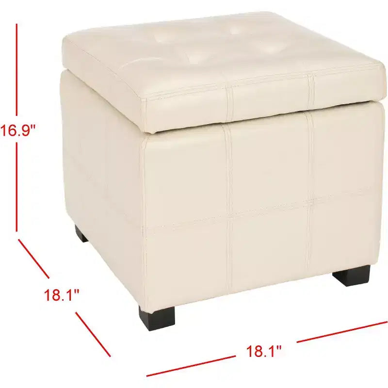 Repose-pieds de rangement capitonné Maiden Square - HUD8231 - Safavieh Couture