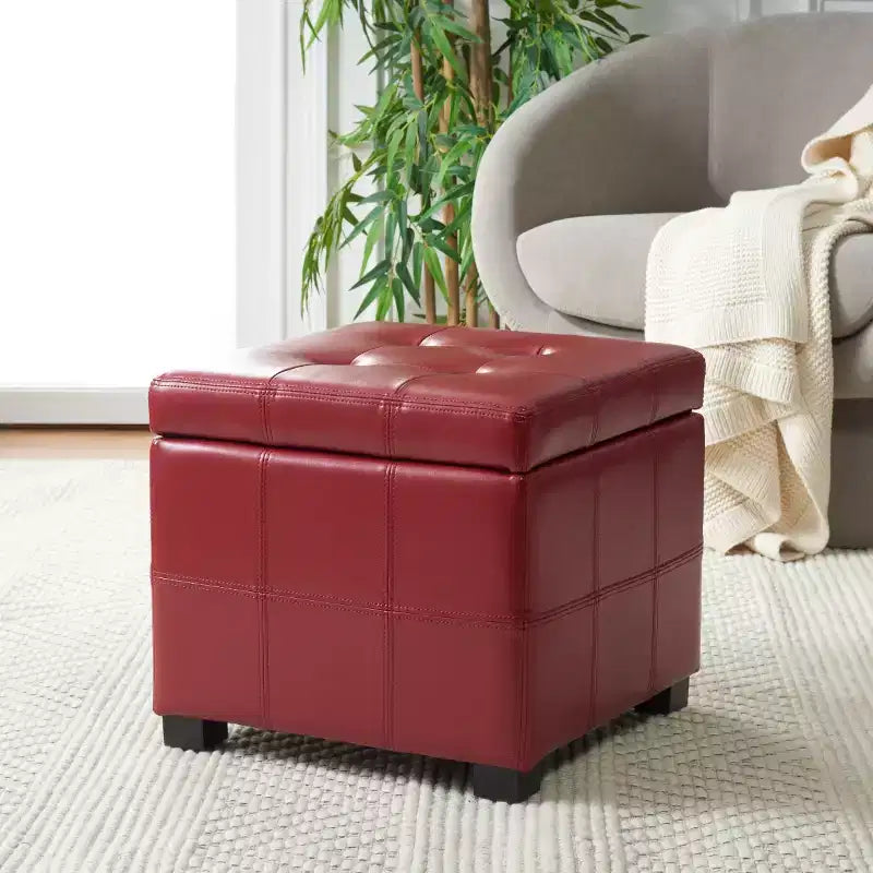 Repose-pieds de rangement capitonné Maiden Square - HUD8231 - Safavieh Couture