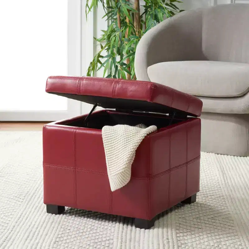 Repose-pieds de rangement capitonné Maiden Square - HUD8231 - Safavieh Couture