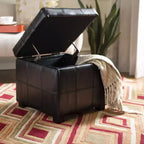 Repose-pieds de rangement capitonné Maiden Square - HUD8231 - Safavieh Couture