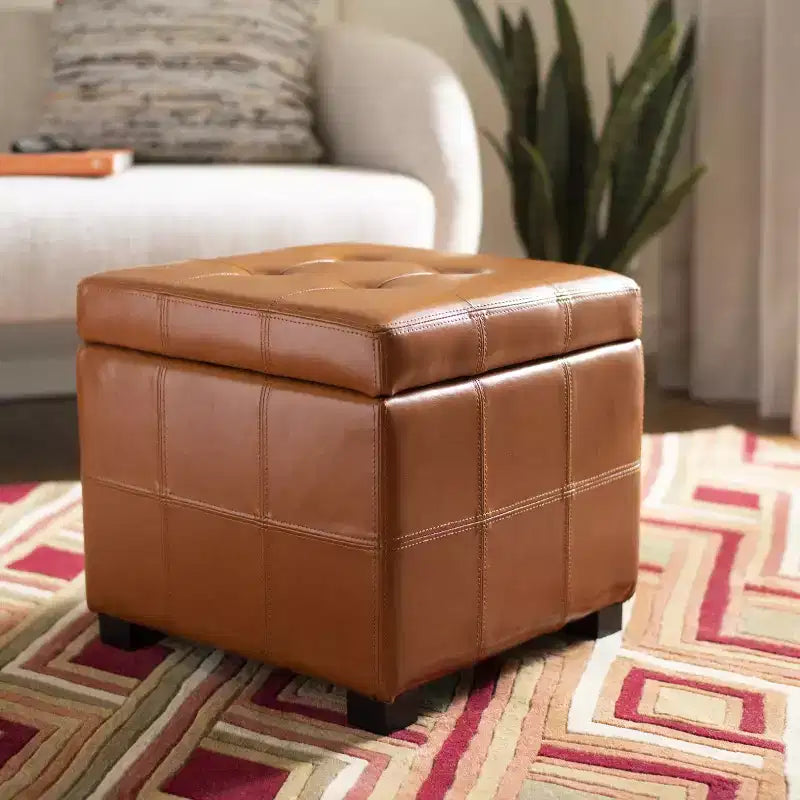 Repose-pieds de rangement capitonné Maiden Square - HUD8231 - Safavieh Couture
