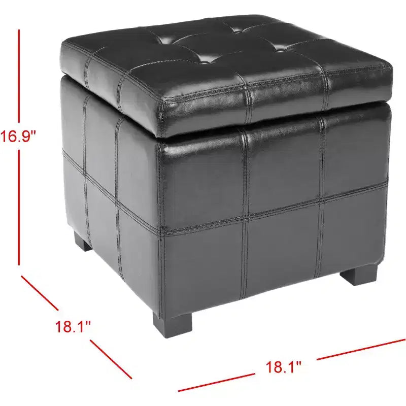 Repose-pieds de rangement capitonné Maiden Square - HUD8231 - Safavieh Couture