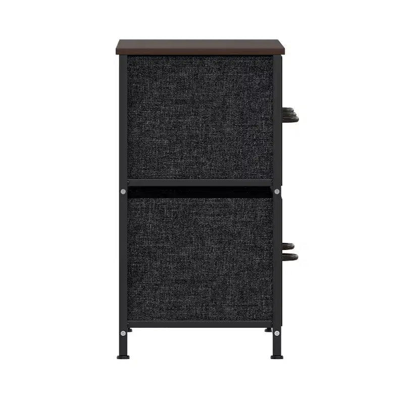 Commode de rangement à 5 tiroirs Emma et Oliver avec cadre en fonte, plateau en bois et tiroirs en tissu à ouverture facile avec poignées en bois