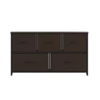 Commode de rangement à 5 tiroirs Emma et Oliver avec cadre en fonte, plateau en bois et tiroirs en tissu à ouverture facile avec poignées en bois