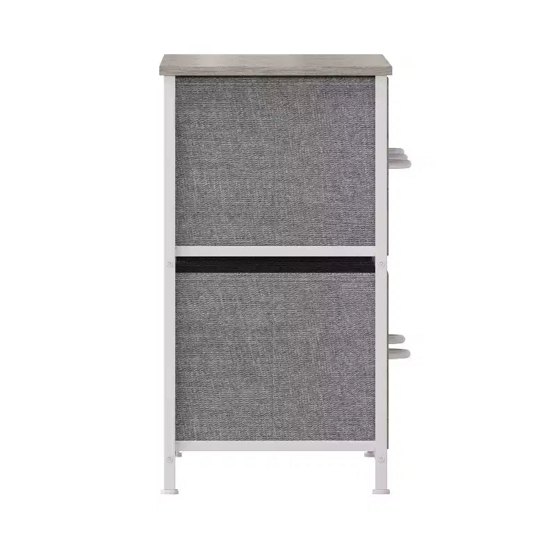 Commode de rangement à 5 tiroirs Emma et Oliver avec cadre en fonte, plateau en bois et tiroirs en tissu à ouverture facile avec poignées en bois