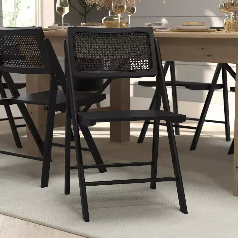 Merrick Lane Lot de 2 chaises pliantes en rotin et cannage