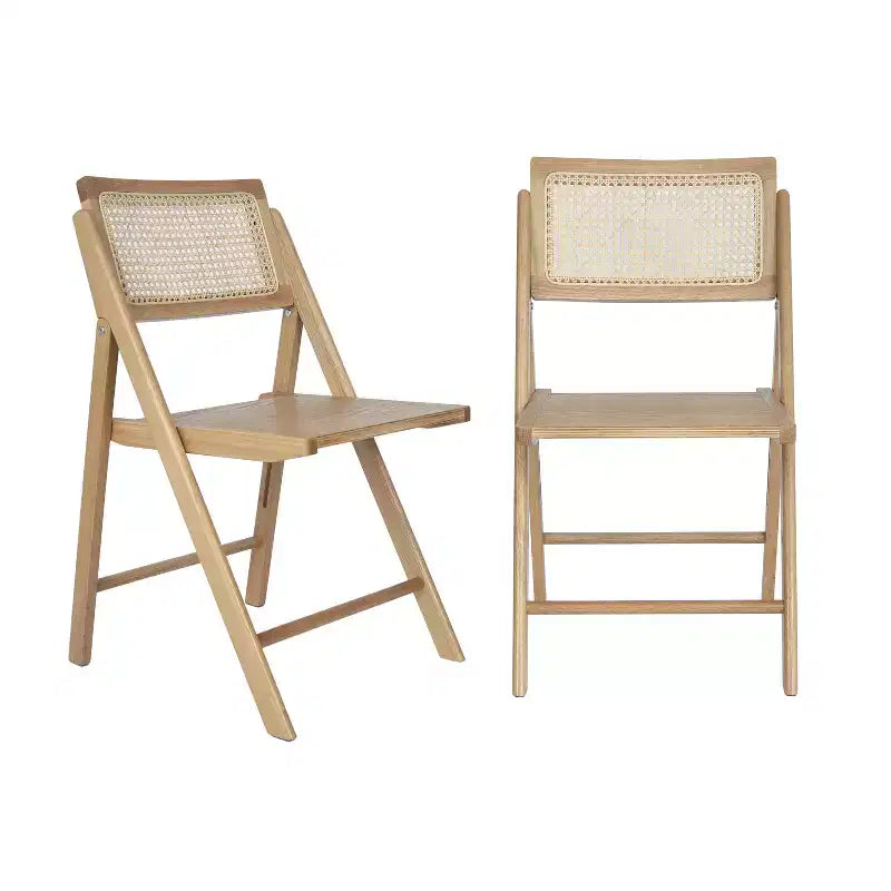 Merrick Lane Lot de 2 chaises pliantes en rotin et cannage
