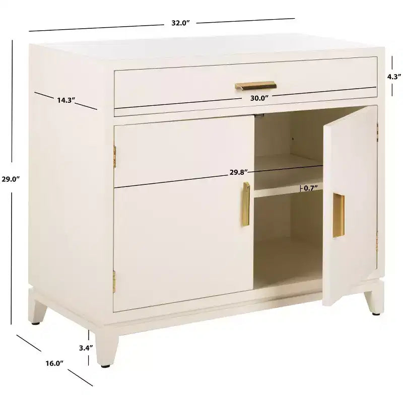 Commode Nigel 2 portes 1 tiroir - CHS6600 - Blanc/Laiton - Safavieh