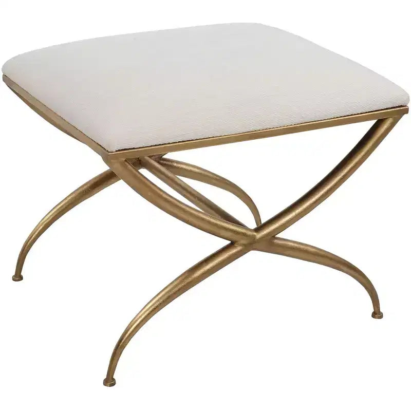 Uttermost Crossing 23 1/2 Wide White Fabric Small Bench