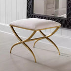 Petit banc Uttermost Crossing 23 1/2 po de large en tissu blanc