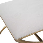 Petit banc Uttermost Crossing 23 1/2 po de large en tissu blanc