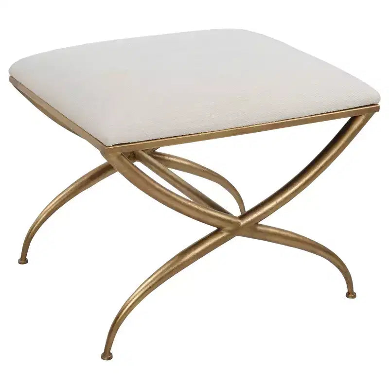 Petit banc Uttermost Crossing 23 1/2 po de large en tissu blanc