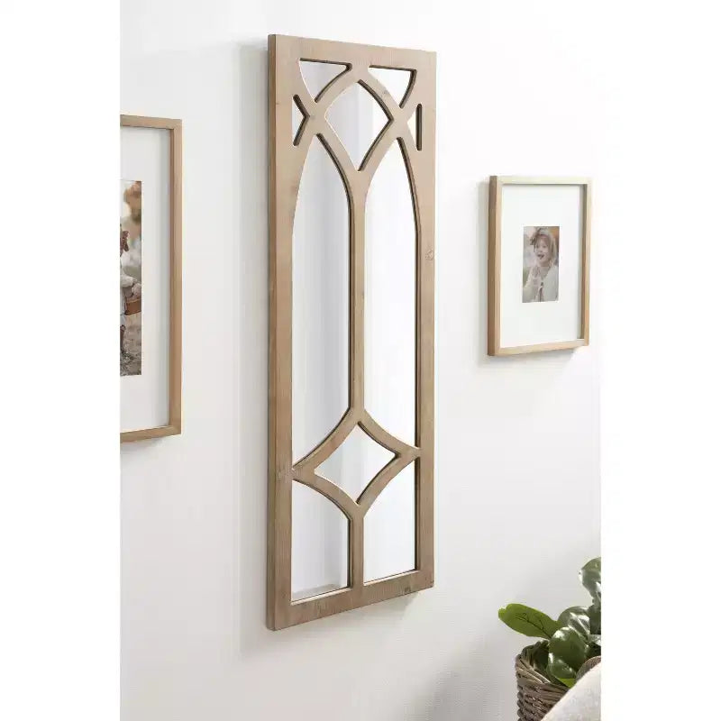 Miroir mural encadré Kate and Laurel Pierette, 16x42, Naturel