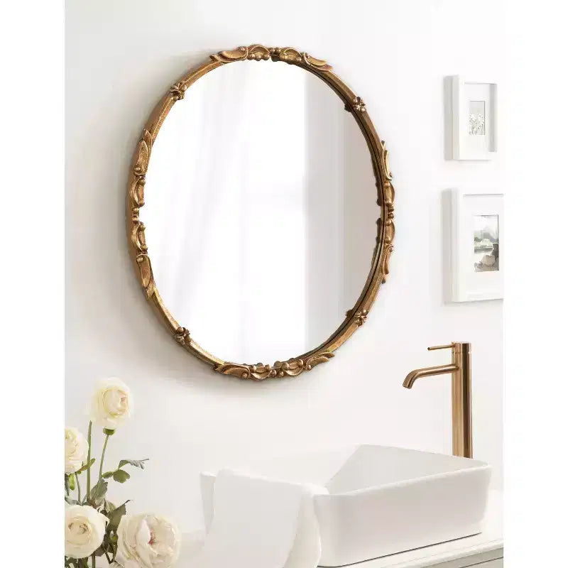 Miroir rond en métal Kate and Laurel Brynley, diamètre 24 po, doré