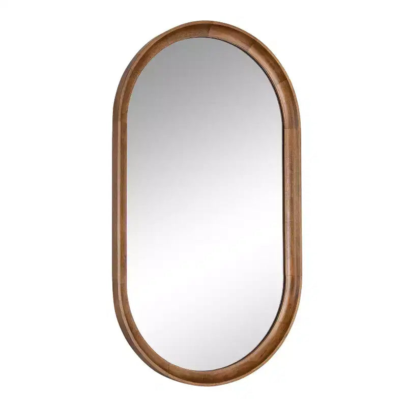 Kate and Laurel Hatherleig Oval Wood Capsule Mirror, 22x38, Rustic Brown