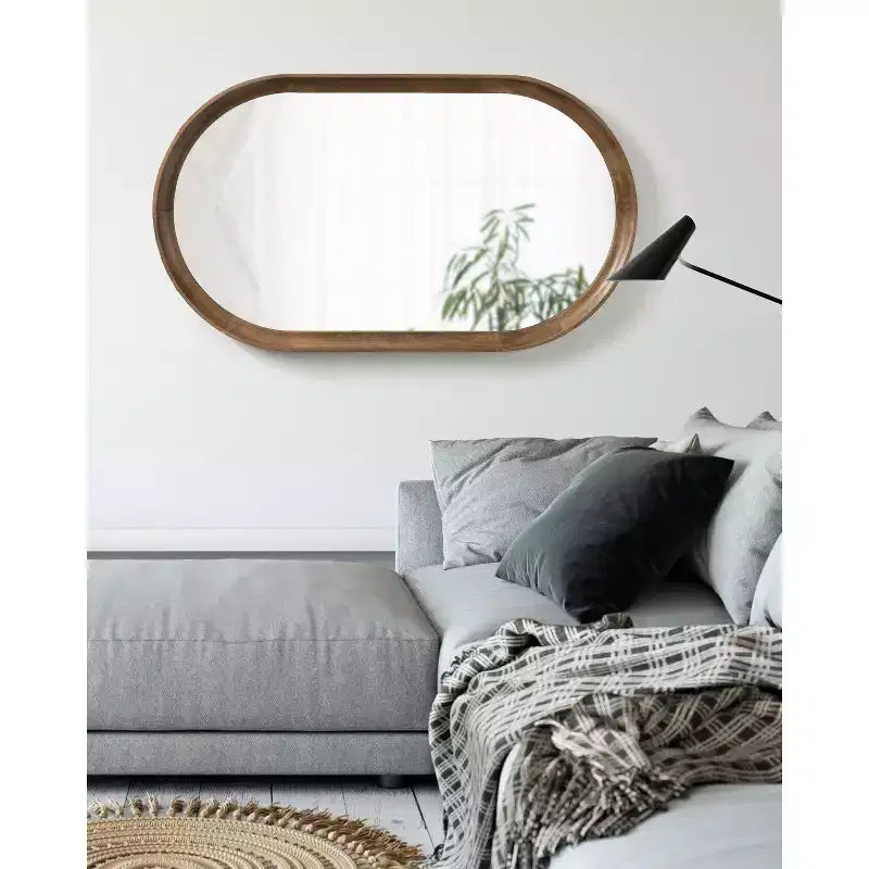 Miroir capsule ovale en bois Hatherleig de Kate and Laurel, 22x38, marron rustique