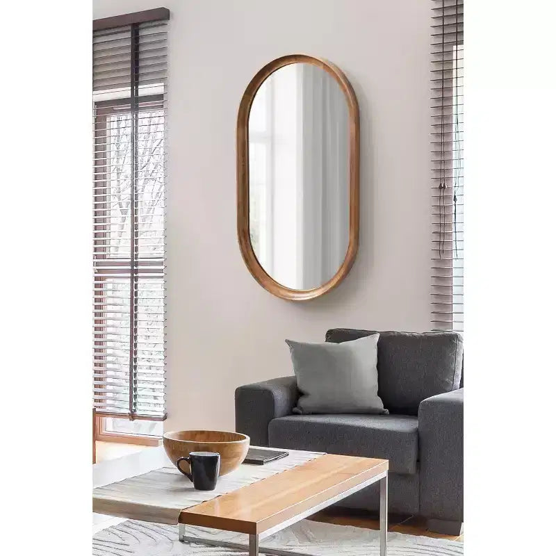 Miroir capsule ovale en bois Hatherleig de Kate and Laurel, 22x38, marron rustique