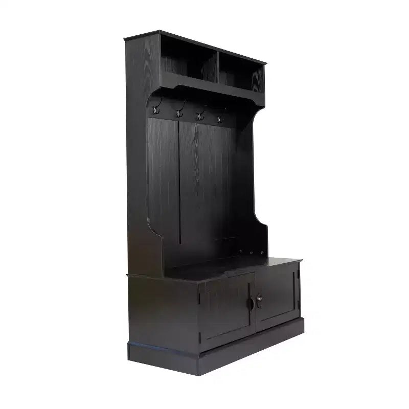 Meuble d'entrée Fraser Flash Furniture avec banc de rangement à double porte, portemanteau avec 4 crochets doubles et 2 compartiments de rangement supérieurs