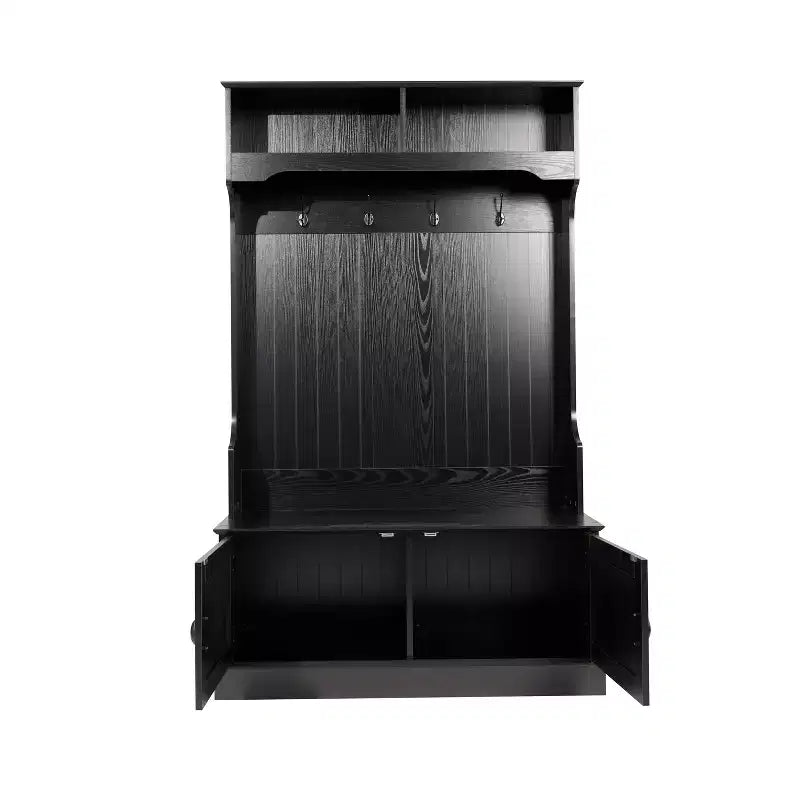 Meuble d'entrée Fraser Flash Furniture avec banc de rangement à double porte, portemanteau avec 4 crochets doubles et 2 compartiments de rangement supérieurs