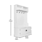 Meuble d'entrée Fraser Flash Furniture avec banc de rangement à double porte, portemanteau avec 4 crochets doubles et 2 compartiments de rangement supérieurs