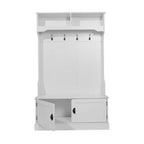 Meuble d'entrée Fraser Flash Furniture avec banc de rangement à double porte, portemanteau avec 4 crochets doubles et 2 compartiments de rangement supérieurs