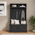 Meuble d'entrée Fraser Flash Furniture avec banc de rangement à double porte, portemanteau avec 4 crochets doubles et 2 compartiments de rangement supérieurs