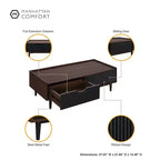 Table basse nervurée Duane avec tiroir et étagère - Manhattan Comfort