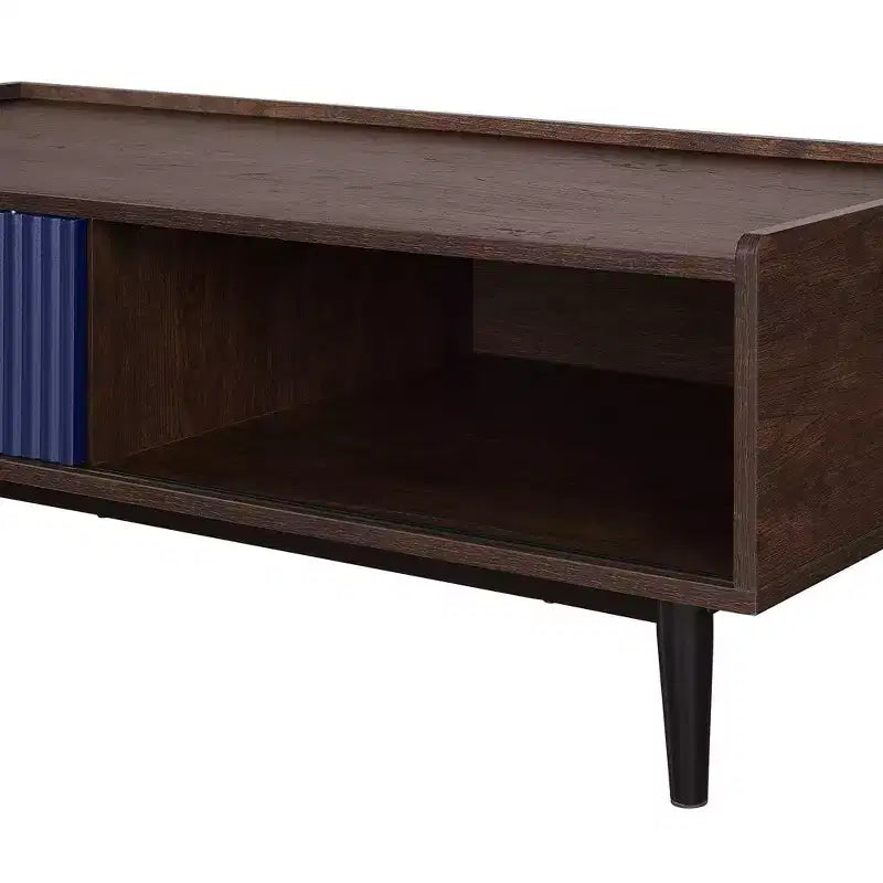 Table basse nervurée Duane avec tiroir et étagère - Manhattan Comfort
