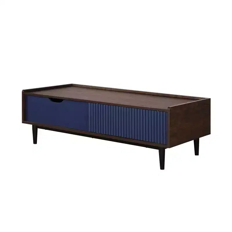Table basse nervurée Duane avec tiroir et étagère - Manhattan Comfort