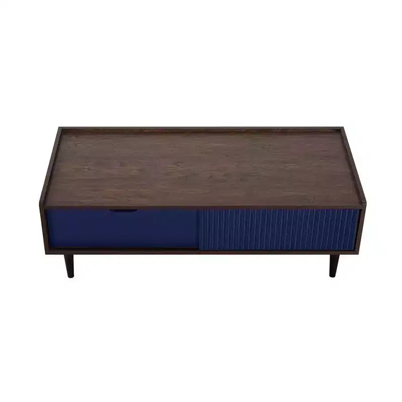 Table basse nervurée Duane avec tiroir et étagère - Manhattan Comfort