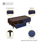 Table basse nervurée Duane avec tiroir et étagère - Manhattan Comfort