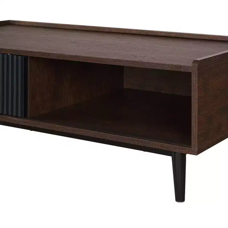 Table basse nervurée Duane avec tiroir et étagère - Manhattan Comfort