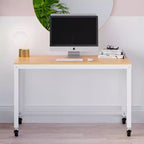 Bureau mobile en métal de 48 po de large pour bureau à domicile avec plateau en érable - Solutions d'espace