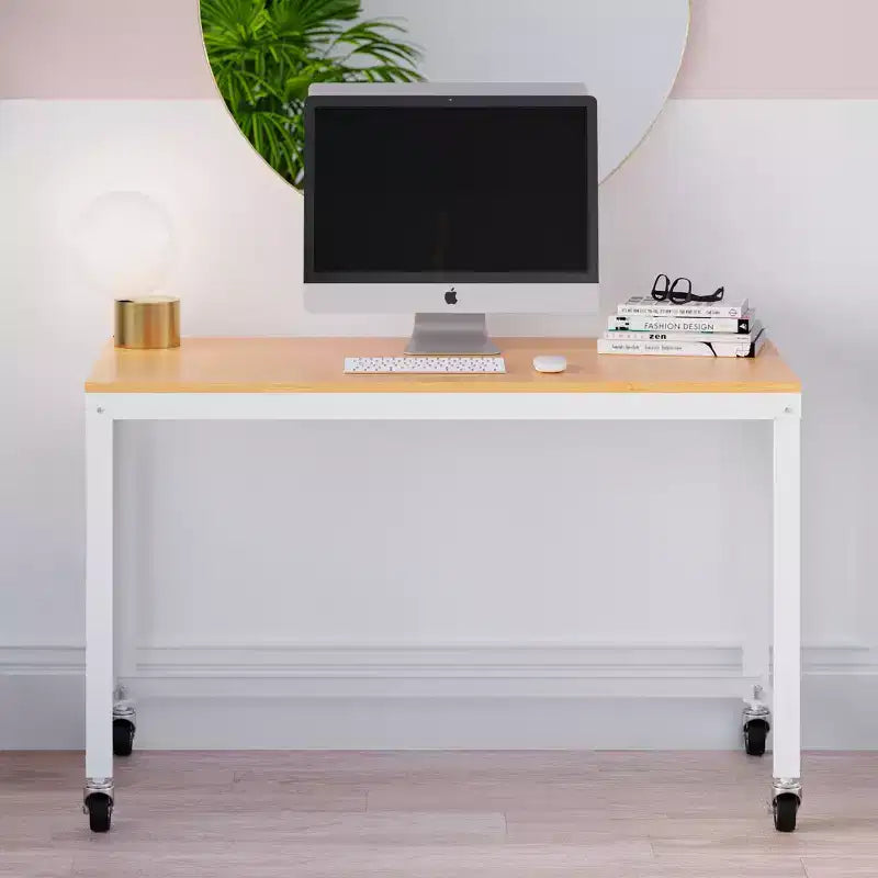 Bureau mobile en métal de 48 po de large pour bureau à domicile avec plateau en érable - Solutions d'espace