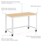 Bureau mobile en métal de 48 po de large pour bureau à domicile avec plateau en érable - Solutions d'espace