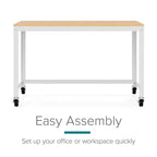 Bureau mobile en métal de 48 po de large pour bureau à domicile avec plateau en érable - Solutions d'espace