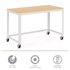 Bureau mobile en métal de 48 po de large pour bureau à domicile avec plateau en érable - Solutions d'espace